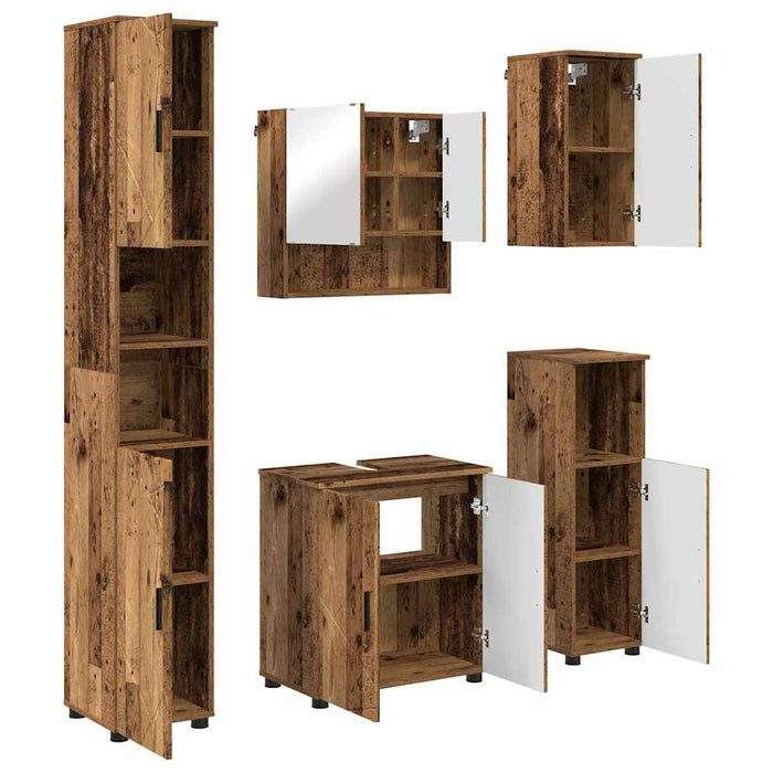 Set de mobilier pentru baie 5 buc. Lemn Vechi 61 x 35 x 64 cm WALTI