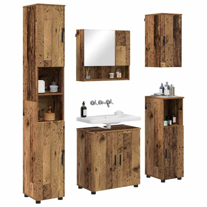 Set de mobilier pentru baie 5 buc. Lemn Vechi 61 x 35 x 64 cm WALTI