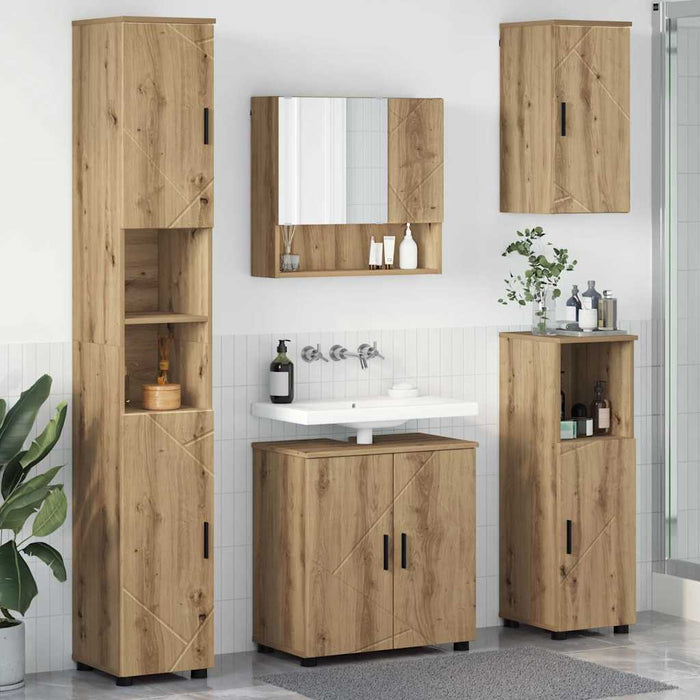 Set de mobilier pentru baie 5 buc. Stejar Artizanal WALTI