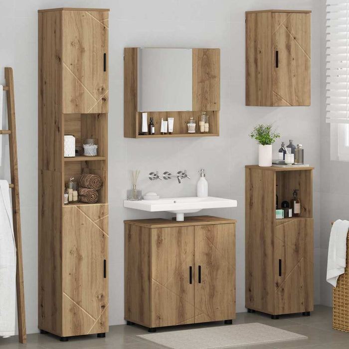 Set de mobilier pentru baie 5 buc. Stejar Artizanal WALTI