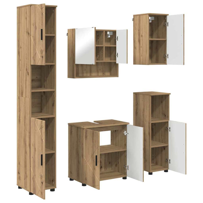 Set de mobilier pentru baie 5 buc. Stejar Artizanal WALTI