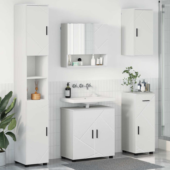 Set de mobilier pentru baie 5 pcs Alb Lemn compozit & Metal WALTI