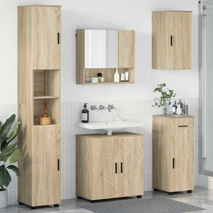Set de mobilier pentru baie cu sertar 5 pcs Stejar Sonoma WALTI