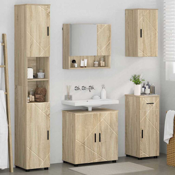 Set de mobilier pentru baie cu sertar 5 pcs Stejar Sonoma WALTI