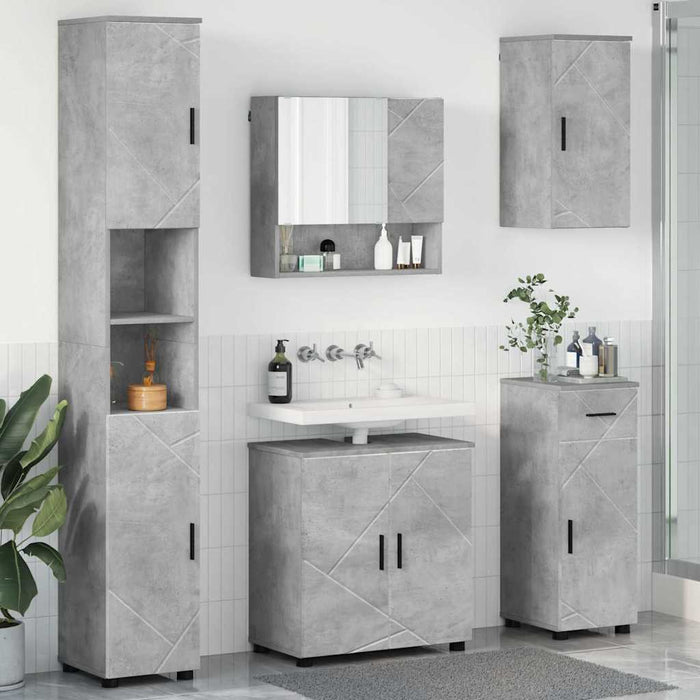 Set de mobilier pentru baie cu sertar 5 pcs Gri din beton WALTI