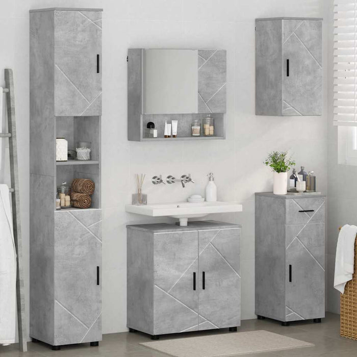 Set de mobilier pentru baie cu sertar 5 pcs Gri din beton WALTI