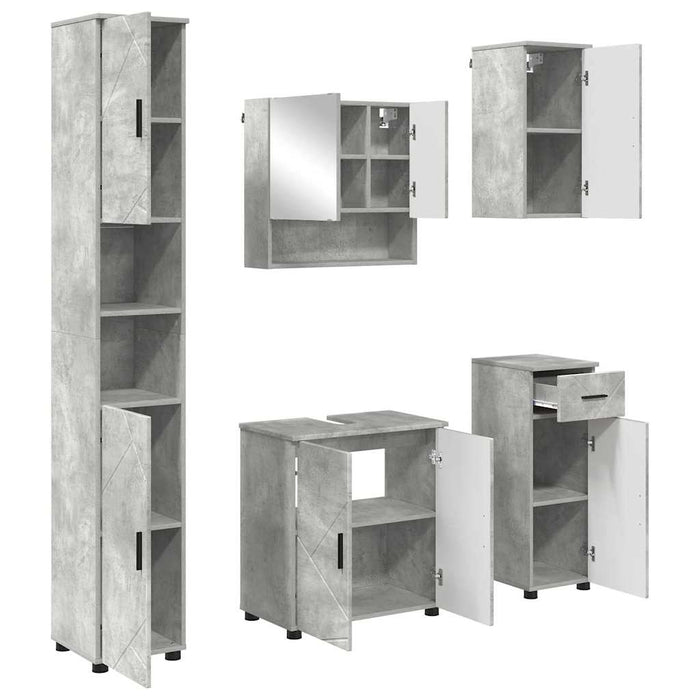 Set de mobilier pentru baie cu sertar 5 pcs Gri din beton WALTI