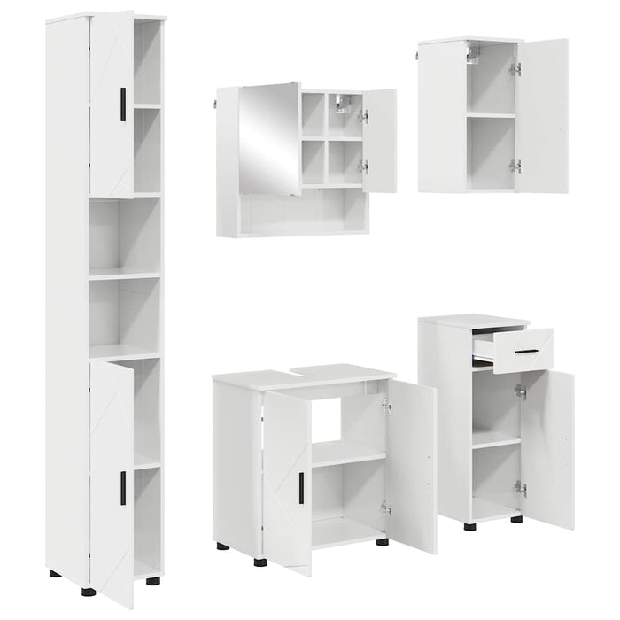 Set de mobilier pentru baie cu sertar 5 pcs Alb foarte lucios - WALTI WALTI