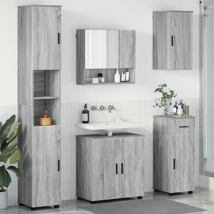 Set de mobilier pentru baie 5 buc. Gri Sonoma 61 x 35 x 64 cm WALTI
