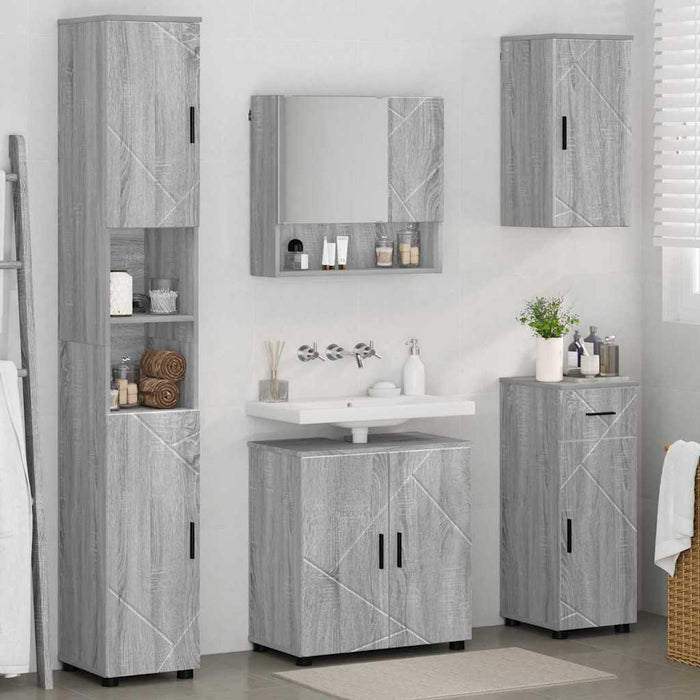Set de mobilier pentru baie 5 buc. Gri Sonoma 61 x 35 x 64 cm WALTI