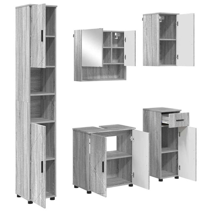 Set de mobilier pentru baie 5 buc. Gri Sonoma 61 x 35 x 64 cm WALTI