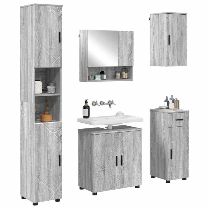 Set de mobilier pentru baie 5 buc. Gri Sonoma 61 x 35 x 64 cm WALTI