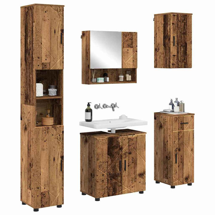 Set de mobilier pentru baie 5 buc. Lemn Vechi 61 x 35 x 64 cm WALTI