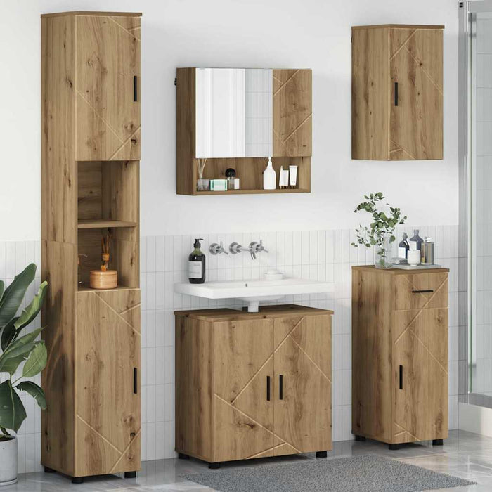 Set de mobilier pentru baie 5 buc. Stejar Artizanal WALTI