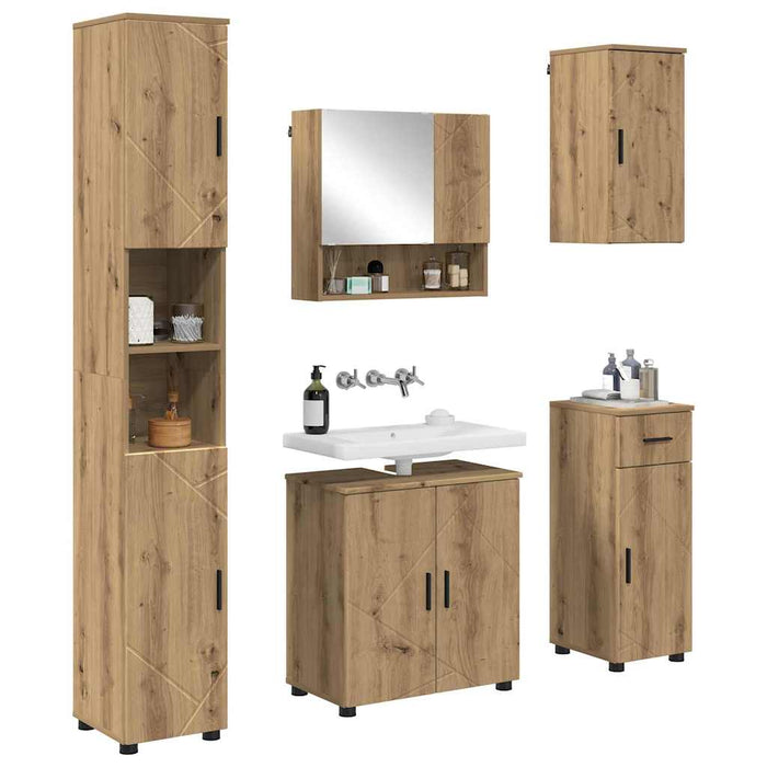 Set de mobilier pentru baie 5 buc. Stejar Artizanal WALTI