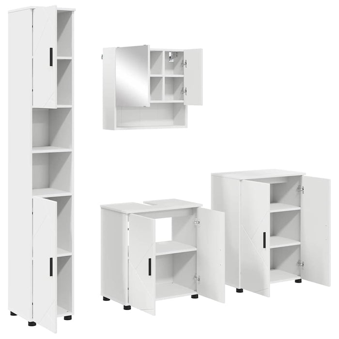 Set de mobilier pentru baie 4 pcs Alb Lemn compozit & Metal WALTI