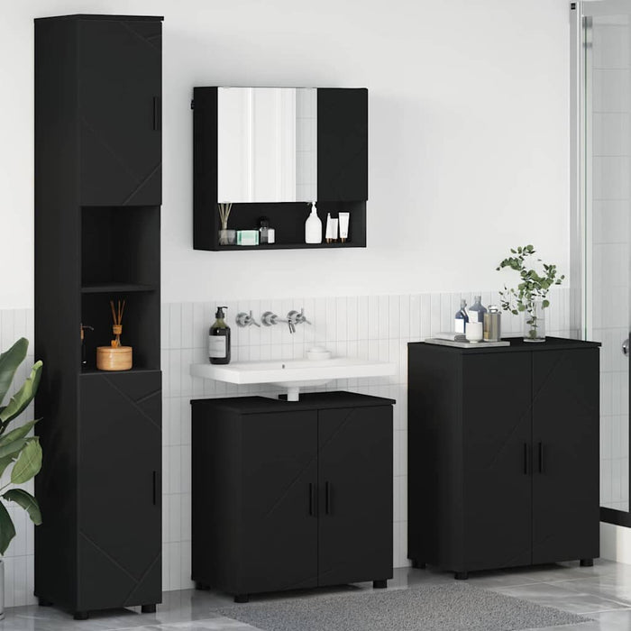 Set de mobilier pentru baie 4 buc. Negru 61 x 35 x 64 cm - WALTI WALTI