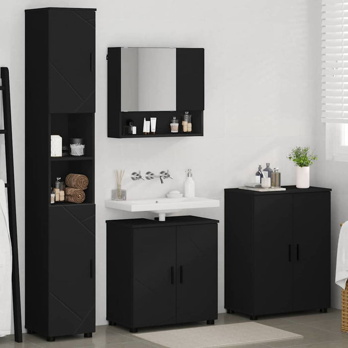 Set de mobilier pentru baie 4 buc. Negru 61 x 35 x 64 cm - WALTI WALTI