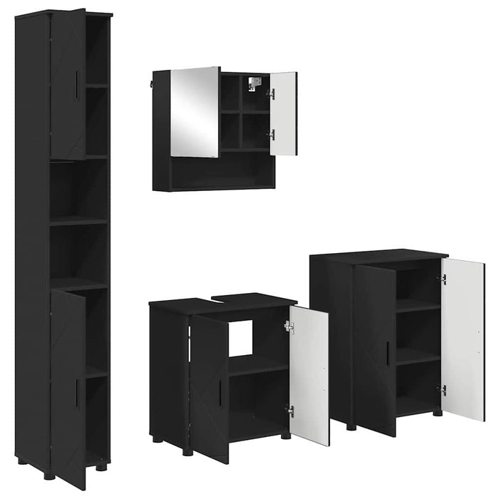 Set de mobilier pentru baie 4 buc. Negru 61 x 35 x 64 cm - WALTI WALTI