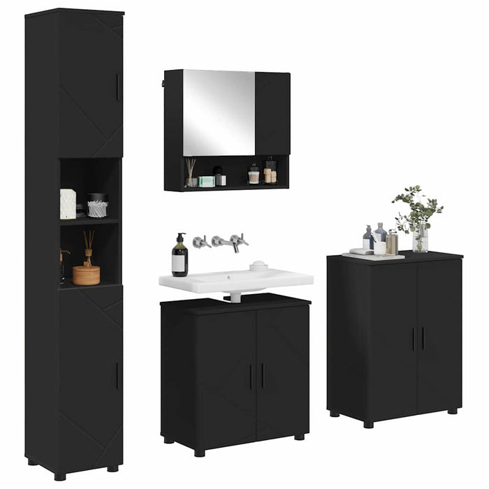 Set de mobilier pentru baie 4 buc. Negru 61 x 35 x 64 cm - WALTI WALTI