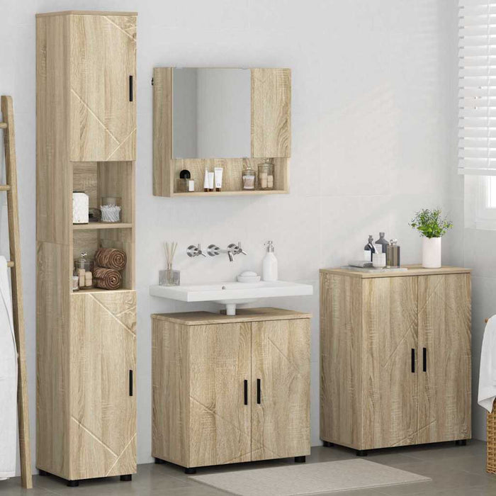 Set de mobilier pentru baie Pe perete 4 pcs Stejar Sonoma WALTI