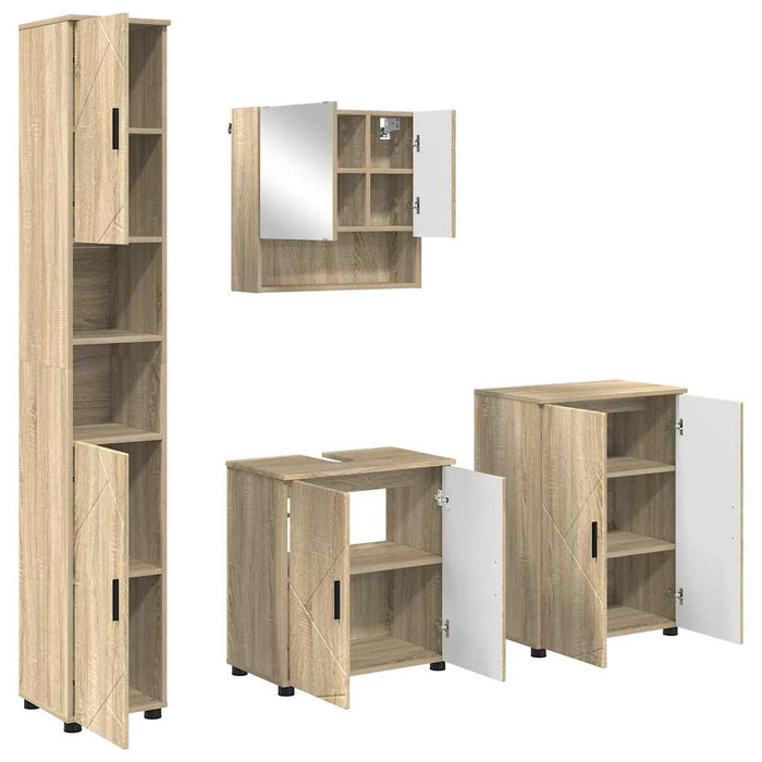 Set de mobilier pentru baie Pe perete 4 pcs Stejar Sonoma WALTI