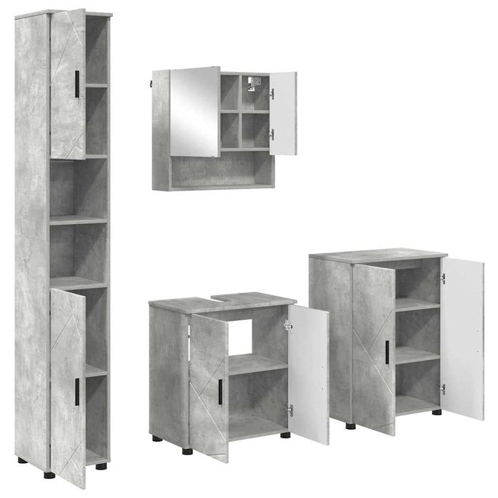 Set de mobilier pentru baie Pe perete 4 pcs Gri din beton WALTI