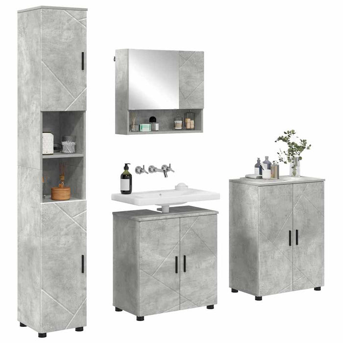 Set de mobilier pentru baie Pe perete 4 pcs Gri din beton WALTI