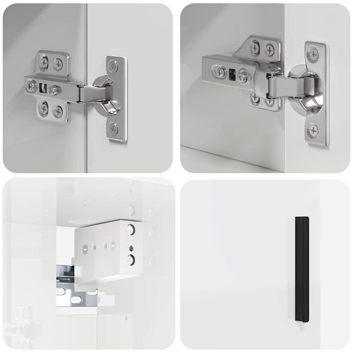 Set de mobilier pentru baie Pe perete cu ușă 4 pcs Alb lucios WALTI