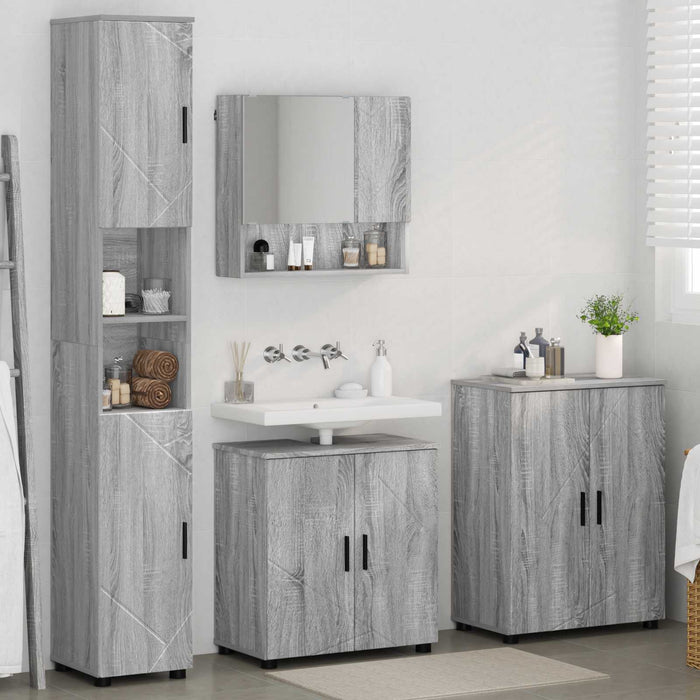 Set de mobilier pentru baie 4 buc. Gri Sonoma 61 x 35 x 64 cm WALTI