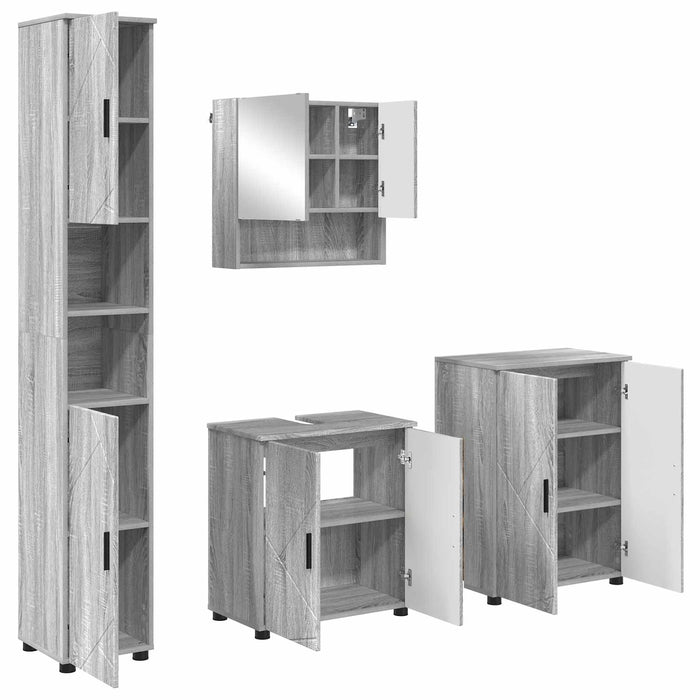 Set de mobilier pentru baie 4 buc. Gri Sonoma 61 x 35 x 64 cm WALTI