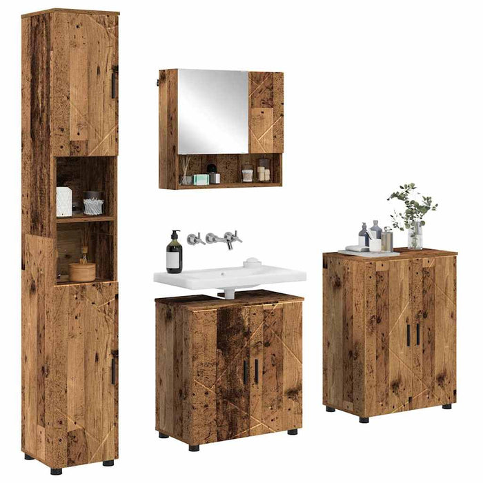 Set de mobilier pentru baie 4 buc. Lemn Vechi 61 x 35 x 64 cm WALTI