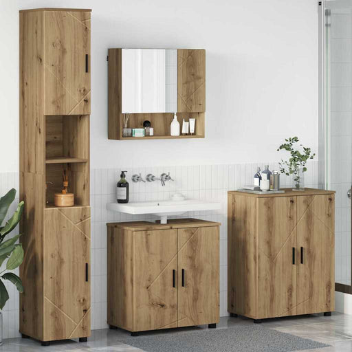Set de mobilier pentru baie 4 buc. Stejar Artizanal - WALTI WALTI