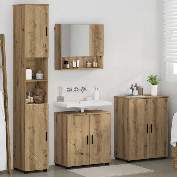 Set de mobilier pentru baie 4 buc. Stejar Artizanal WALTI