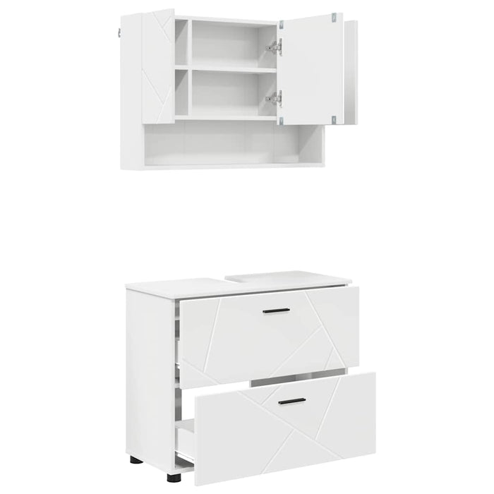 Set de mobilier pentru baie 2 pcs Alb Lemn aranjat și metal WALTI