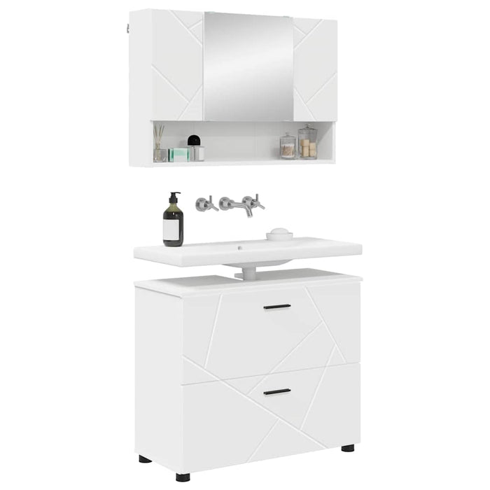 Set de mobilier pentru baie 2 pcs Alb Lemn aranjat și metal WALTI