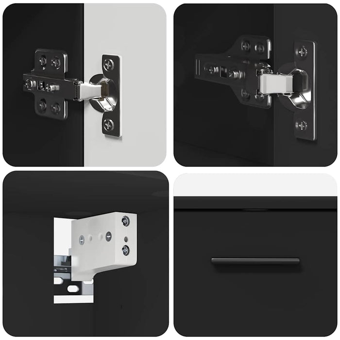 Set de mobilier pentru baie 2 pcs Negru Lemn aranjat și metal WALTI