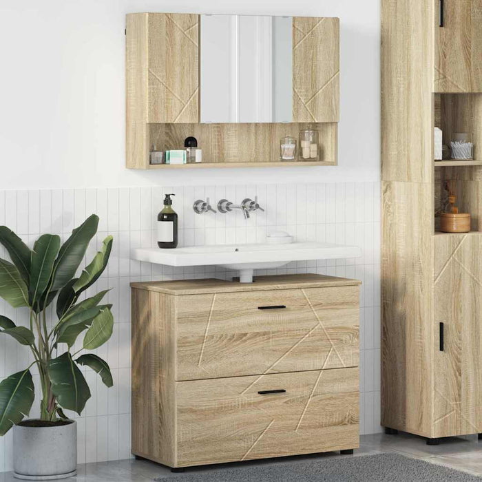 Set de mobilier pentru baie cu sertar 2 pcs Stejar Sonoma WALTI