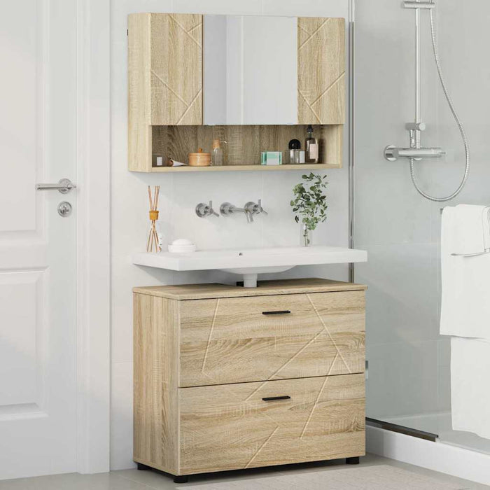 Set de mobilier pentru baie cu sertar 2 pcs Stejar Sonoma WALTI