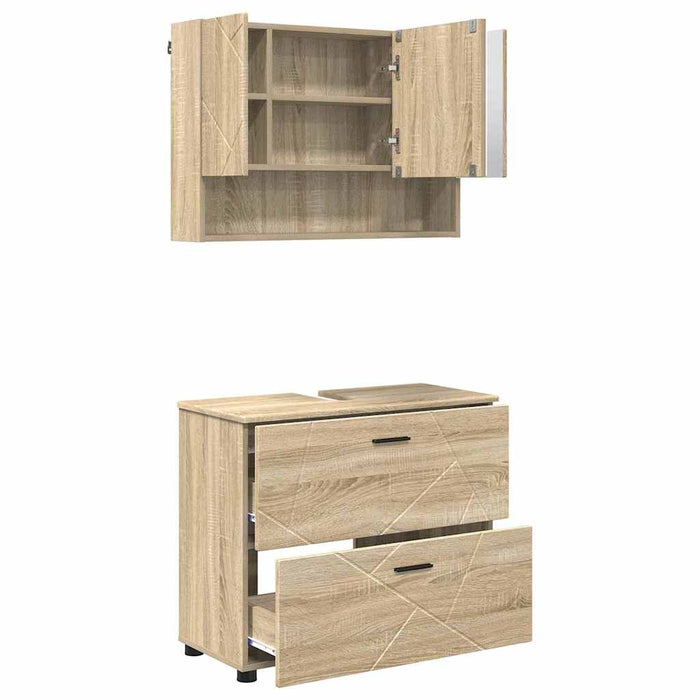Set de mobilier pentru baie cu sertar 2 pcs Stejar Sonoma WALTI