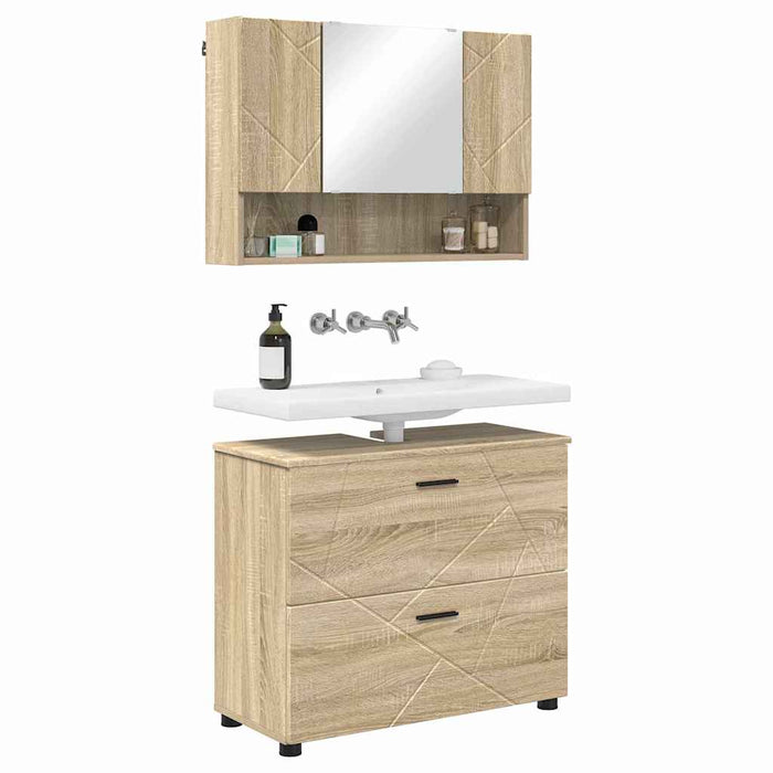 Set de mobilier pentru baie cu sertar 2 pcs Stejar Sonoma WALTI