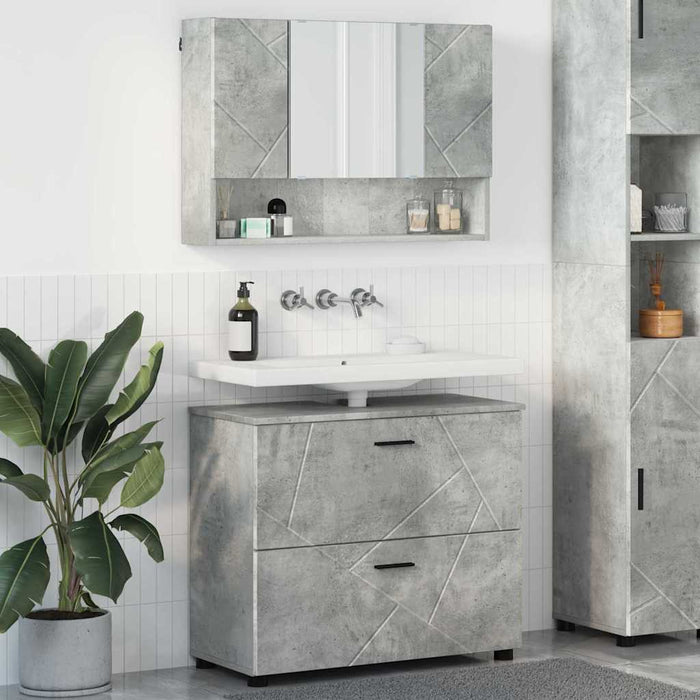 Set de mobilier pentru baie cu sertar 2 pcs Gri din beton WALTI