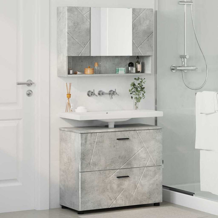 Set de mobilier pentru baie cu sertar 2 pcs Gri din beton WALTI
