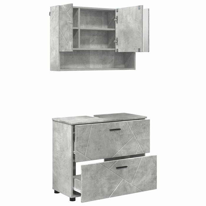 Set de mobilier pentru baie cu sertar 2 pcs Gri din beton WALTI