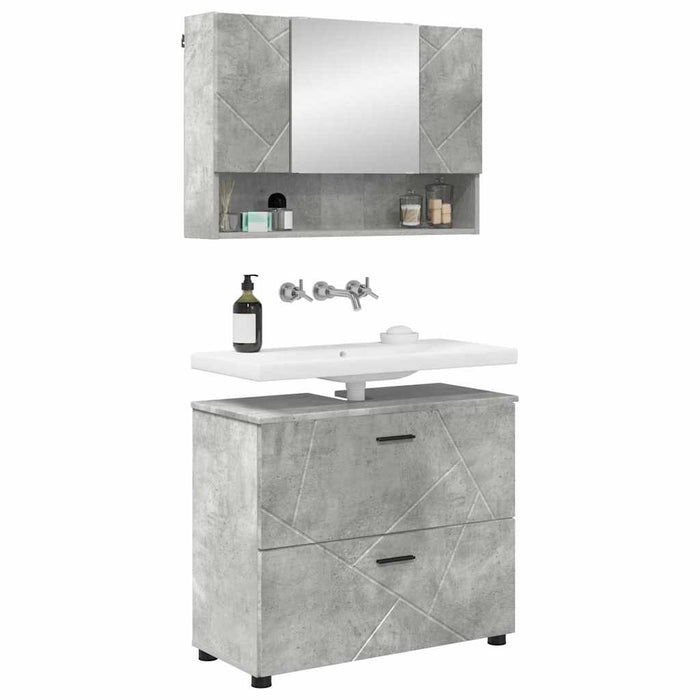 Set de mobilier pentru baie cu sertar 2 pcs Gri din beton WALTI