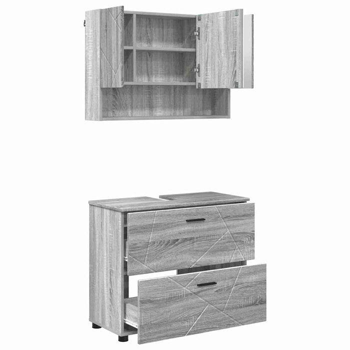 Set de mobilier pentru baie cu sertar cu raft 2 pcs Gri Sonoma WALTI