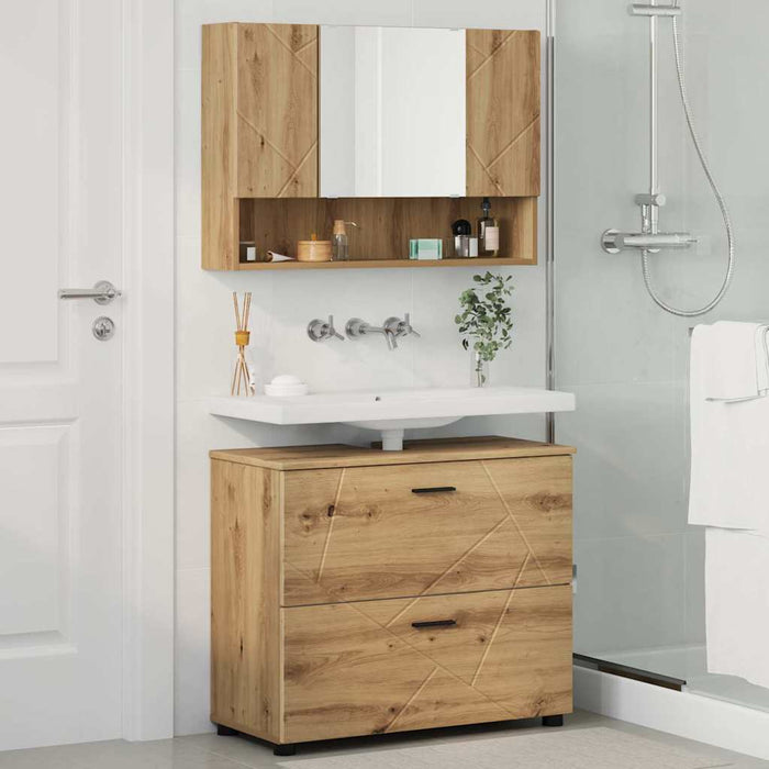 Set de mobilier pentru baie 2 buc. Stejar Artizanal WALTI