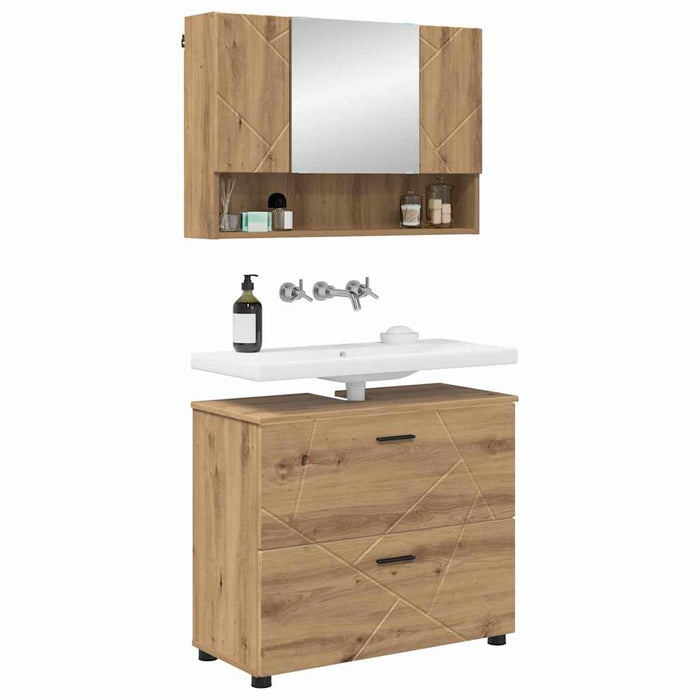 Set de mobilier pentru baie 2 buc. Stejar Artizanal WALTI