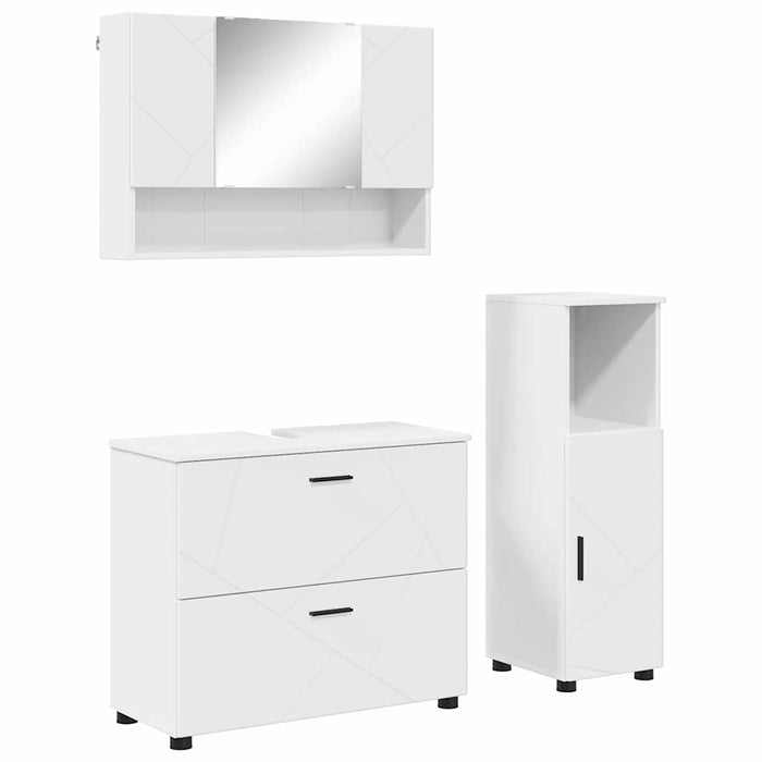 Set de mobilier pentru baie 3 pcs Alb Lemn aranjat și metal WALTI
