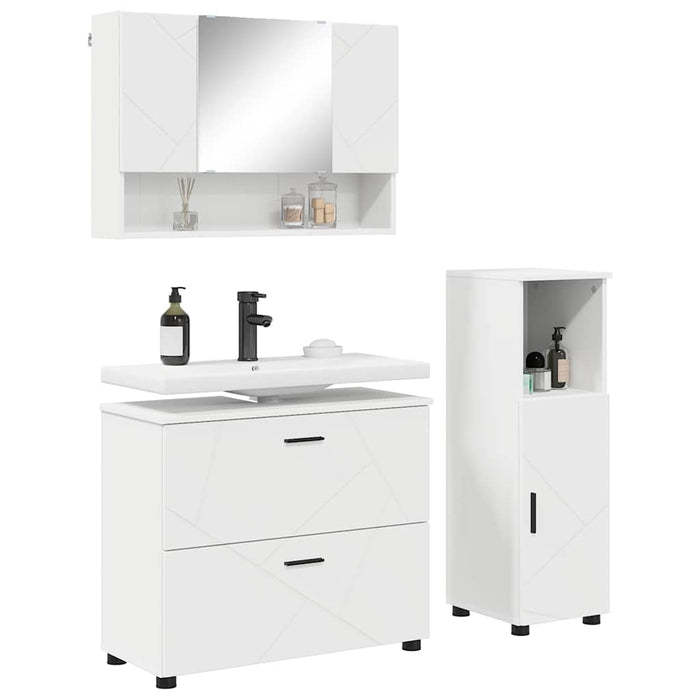 Set de mobilier pentru baie 3 pcs Alb Lemn aranjat și metal WALTI